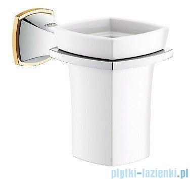 Grohe Grandera uchwyt z kubkiem ceramicznym chrom/złoty 40626IG0