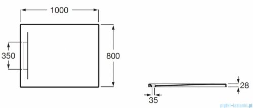 Roca Pyros 100x80cm brodzik prostokątny kompozyt Stonex biały AP9013E832003100