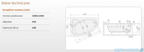 Sanplast Comfort Wanna asymetryczna lewa+stelaż WAL/CO 140x100+ST5 610-060-0190-01-000