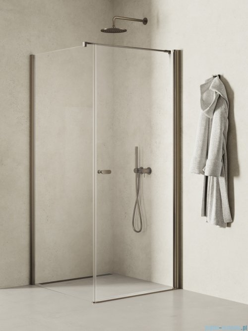 New Trendy New Soleo Gunmetal Brushed 80x120x195 cm kabina wspornik prosty grafit szczotkowany/szkło przejrzyste K-2136-WP