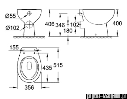 Grohe Bau Ceramic miska WC stojąca bez kołnierza biała 39430000