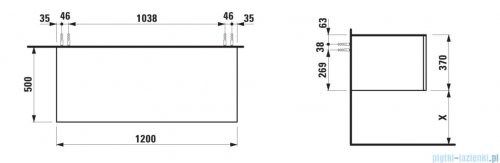 Laufen ILBAGNOALESSI szafka pod umywalkę 120x50 cm Noce canaletto H4313000976301