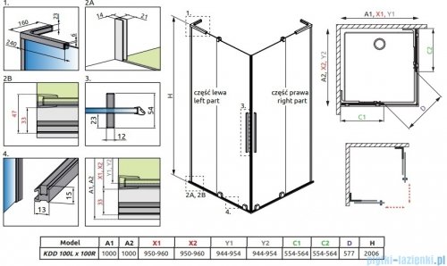 Radaway Furo SL KDD kabina 100x100cm chrom połysk/szkło przejrzyste 10305100-01-01L/10305100-01-01R