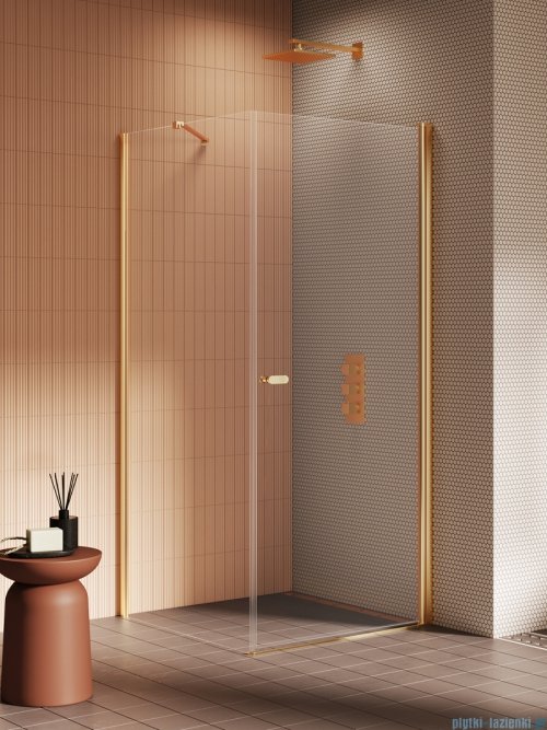 New Trendy New Soleo Gold Brushed 80x120x195 cm kabina wspornik skośny złoto szczotkowane/szkło przejrzyste K-4181