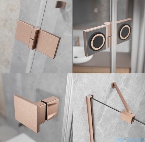 Radaway Essenza Kdj Brushed Copper kabina 110x110cm prawa szczotkowana miedź 1385041-93-01R/1384053-01-01