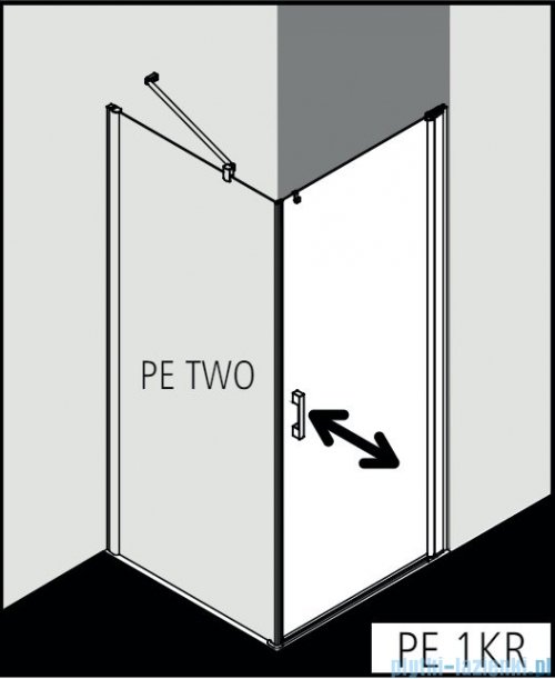 Kermi Pega kabina prysznicowa 1-skrzydłowa 80x80 cm prawa, przejrzysta PE1KR08020VPK/PETWO08020VPK 