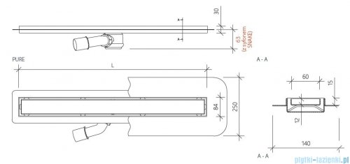 Wiper New Premium Pure Odpływ liniowy z kołnierzem 120 cm poler 100.1973.01.120