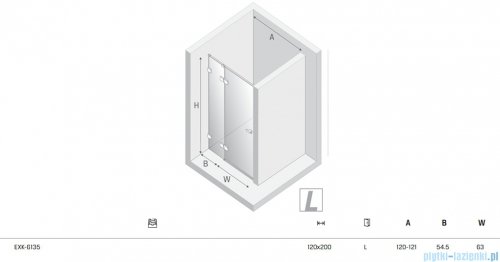 New Trendy Eventa Black Chrome drzwi wnękowe pojedyncze 120x200 cm przejrzyste lewe czarny połysk EXK-6135