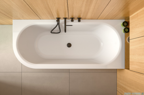 Besco Avita A-line 170x75cm wanna wolnostojąca przyścienna prawa akrylowa + syfon klik-klak gun metal grafit z przelewem slim #WAA-170APGS