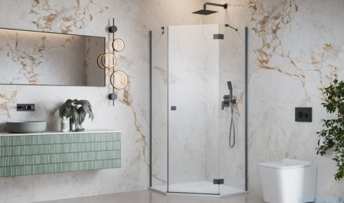 Radaway Essenza Brushed GunMetal Ptj kabina pięciokątna 90x80cm prawa szczotkowany grafit szkło przejrzyste 1385010-92-01R/1385053-01-01