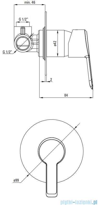 Deante Arnika Titanium Bateria prysznicowa podtynkowa z jednym wyjściem titanium BQA D44L