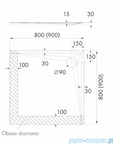 Schedpol Schedline Libra Cashmere Stone brodzik kwadratowy 80x80x3cm 3SP.L1K-8080/PK/ST