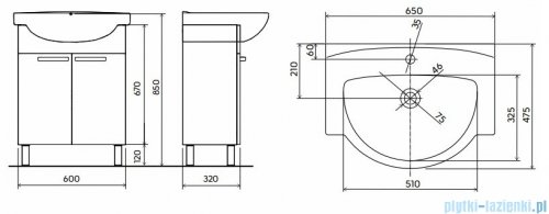 Koło Freja zestaw meblowy 65 cm biały połysk L79001