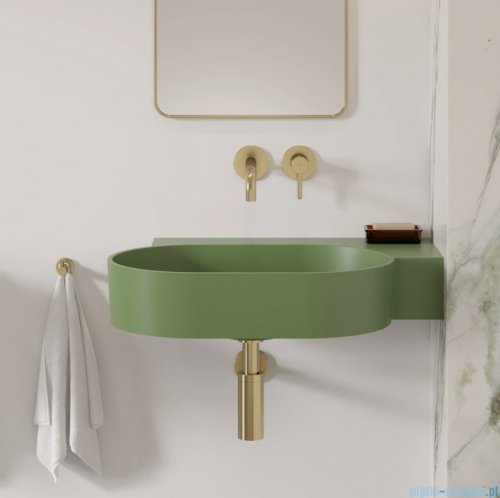 Omnires Ovo M+ umywalka nablatowa/wisząca prawa 66x44 cm olive mat OVO645UWPOL