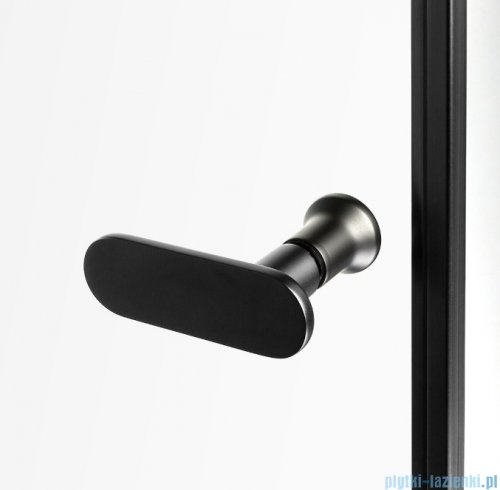 New Trendy New Soleo Black 100x80x195 cm kabina pięciokątna asymetryczna uniwersalna drzwi podwójne czarny mat szkło przejrzyste K-0618