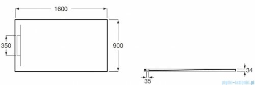 Roca Pyros 160x90cm brodzik prostokątny kompozyt Stonex biały AP90164038403100