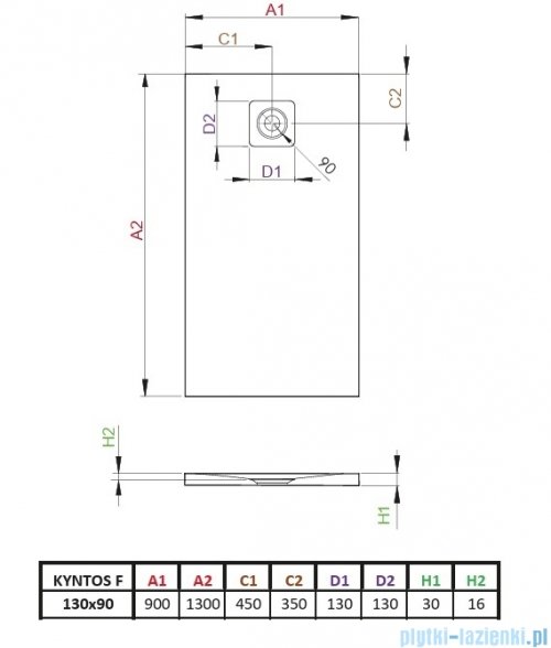 Radaway Kyntos F brodzik 130x90cm cemento HKF13090-74