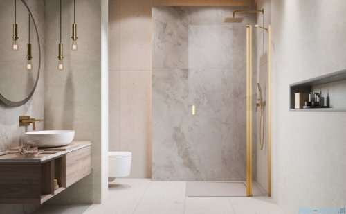 Radaway Nes KDD II Gold kabina walk-in 80cm prawa złoty połysk szkło przejrzyste 10031080-09-01R