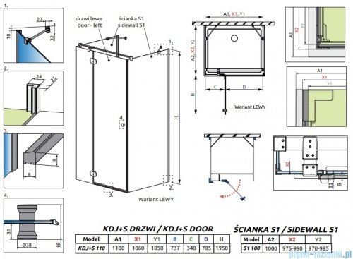 Radaway Torrenta KDJ+S kabina prysznicowa 100x110x100 lewa chrom połysk/przejrzyste 1330100-01-01/133311-01-01L/1330100-01-01
