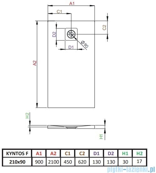Radaway Kyntos F brodzik 210x90cm czarny HKF21090-54