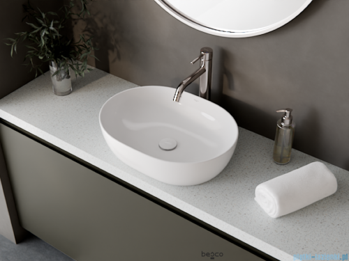 Besco Moya Cera-Line White umywalka nablatowa biała ø 48,5 cm biały połysk UNC-49-MOB