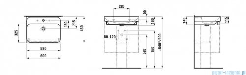 Laufen Meda umywalka ścienna 60x46cm biały mat H8161137571041