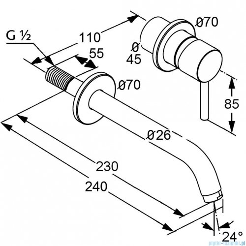 Kludi Bozz Ścienna bateria umywalkowa 230mm chrom 382450576