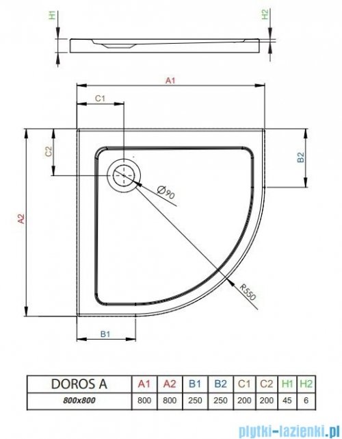 Radaway Doros A Stone brodzik półokrągły 80x80 kaszmirowy SDRA8080-01-84S