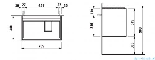 Laufen Lani szafka pod umywalkę 73x44cm dziki dąb H4035821122671
