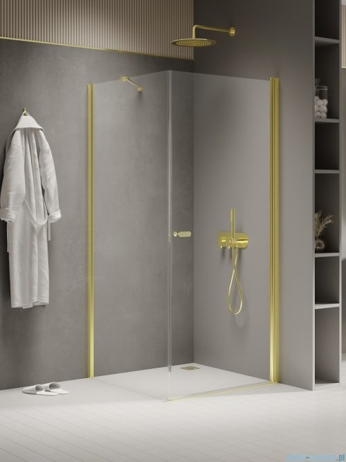 New Trendy New Soleo Light Gold 90x120x195 cm kabina wspornik skośny złoty połysk/szkło przejrzyste K-1844