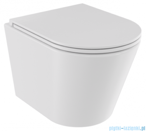 Besco Laax White miska WC wisząca + deska wolnoopadająca Laax White biały połysk #ZLA-B-DLB