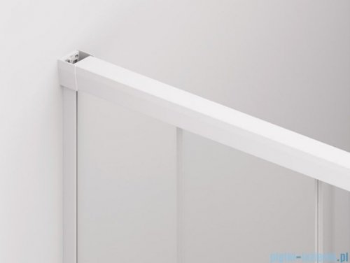 SanSwiss Cadura White Line drzwi przesuwne 180cm jednoskrzydłowe lewe z polem stałym profile biały mat CAS2G1800907
