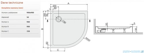 Sanplast Free Line brodzik półokrągły zabudowany BPza/FREE 90x90x5cm 615-040-1730-01-000