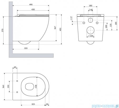 Omnires Ottawa Silent Power™ miska WC wisząca + deska wolnoopadająca biały mat OTTAWASPMWBM