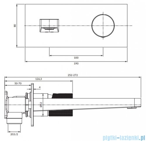 Omnires Contour bateria umywalkowa podtynkowa miedź szczotkowana CT8015CPB