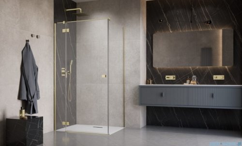 Radaway Essenza Kdj Brushed Gold kabina 100x70cm lewa szczotkowane złoto 1385040-99-01L/1384048-01-01