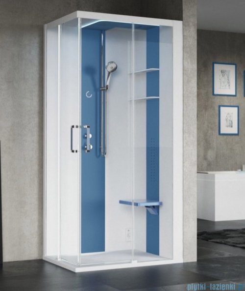 Novellini Skill 2A kabina z hydromasażem prawa błękitna 120x90 SKIA290DM1F-1AN0