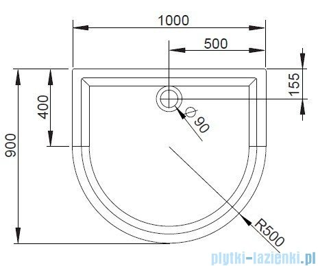 Radaway Brodzik półokrągły Delos P 100x90 4Z19035-03N