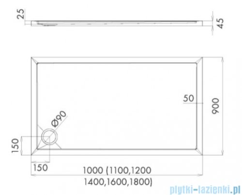 Schedpol Schedline Sharper brodzik prostokątny 90x120x4,5cm 3S.S1P-90120