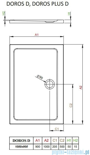 Radaway Arta Kdj II kabina 100x90cm lewa szkło przejrzyste + brodzik Doros D + syfon