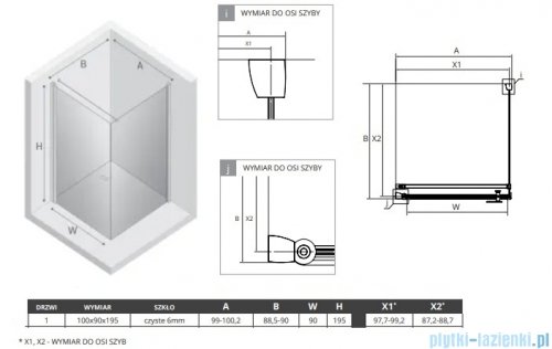 New Trendy New Soleo Gunmetal Brushed 100x90x195 cm kabina wspornik prosty grafit szczotkowany/szkło przejrzyste K-2145-WP