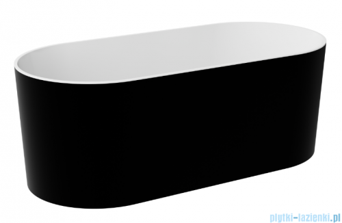 Besco Lova B&amp;W 160x74cm wanna wolnostojąca Czarno/Biała + syfon klik-klak chrom #WWM-160LBKC