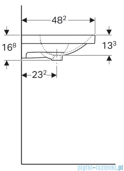 Geberit Acanto Umywalka ścienna z otworem na baterie z półką po prawej stronie 90x48 cm 500.625.01.2