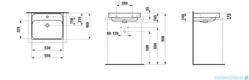 Laufen Meda umywalka ścienna 55x46cm czarny mat H8161127161041
