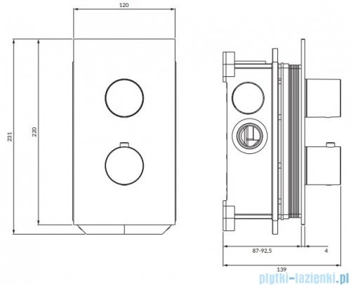 Omnires Contour bateria termostatyczna podtynkowa złoto szczotkowane CT8036GLB