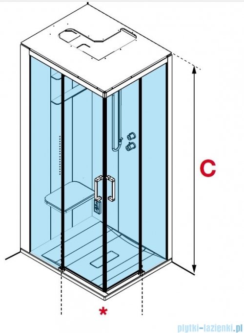 Novellini Skill 2A kabina z hydromasażem lewa gołębi szary 120x90 SKIA299ST1F-1AN2