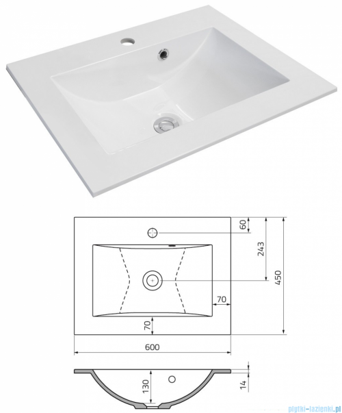 Oristo Silver szafka z umywalką 60x55x44cm biały połysk OR33-SD2S-60-1/UME-SI-60-92