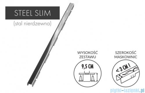 Schedpol Slim Lux odpływ liniowy z maskownicą Steel Slim 70x3,5x9,5cm OLSL70/SLX