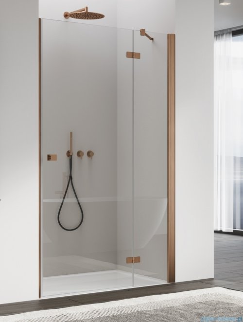 Ronal ANNEA AN13 Drzwi jednoczęściowe ze ścianką stałą w linii 75x200cm prawe miedź szczotkowana AN13D07502707