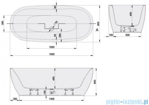 Sanplast Luxo WOWse/LUXO wanna wolnostojąca z napełnieniem przez przelew 180x80 cm 632-370-1380-01-000